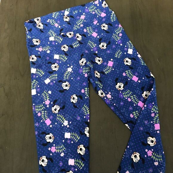 LuLaRoe Minnie Mouse Disney Purple Floral Print Leggings - Picture 1 of 4